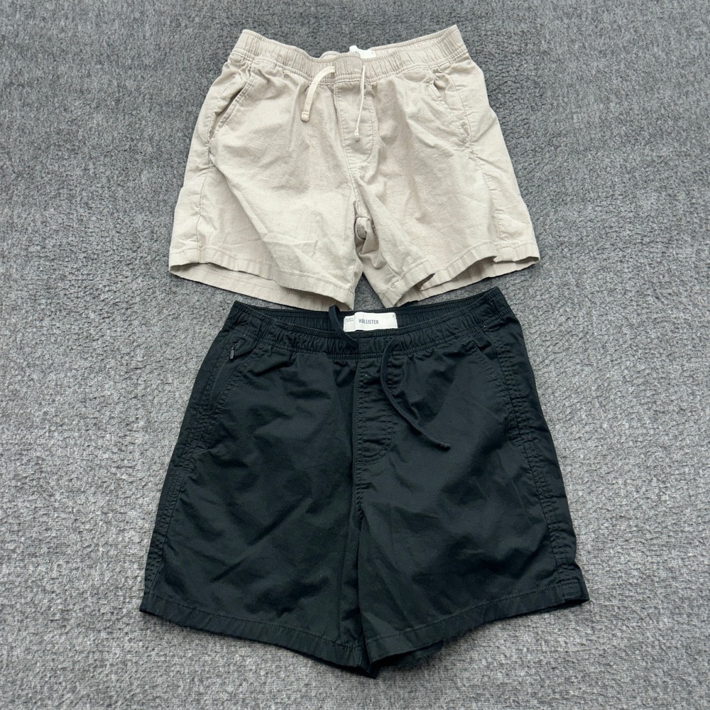 Hollister Shorts Lot Mens Beige Black Elastic Waist Small 5" Inseam